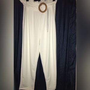 ASOS paperbag waist trouser pants size 8, white NWT